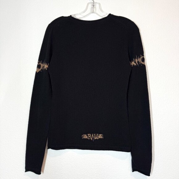 Raw 7 Vintage Cashmere Sweater Dragon Black Retro Medium - Picture 3 of 9